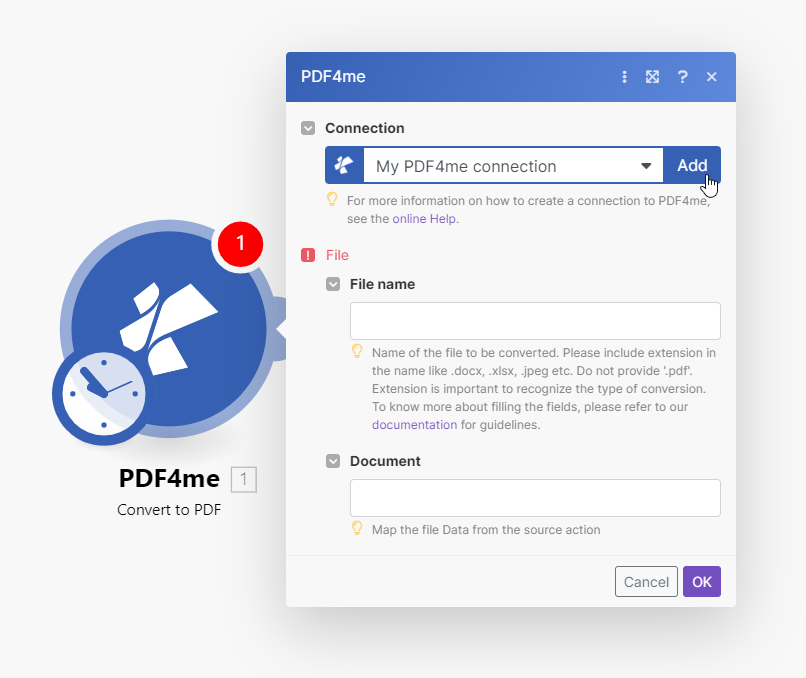 Haz clic para ampliar módulo pdf4me